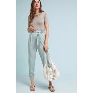 Anthropologie Greylin S Paper bag Pants Selter Joggers Mint Green Belted Boho